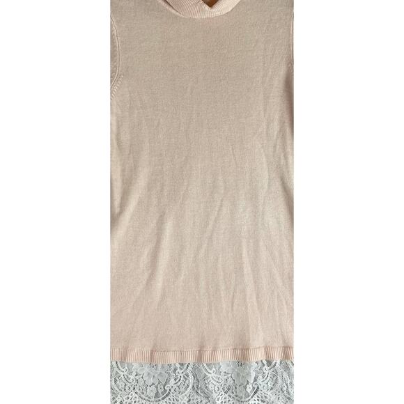 Apt. 9 Womens Long Sweater Short Sleeve Lace Hem Cowl Neck Medium - Picture 7 of 9